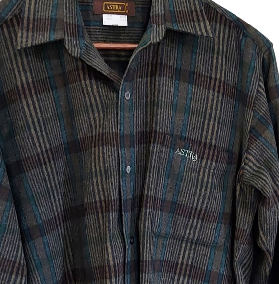 Astra Wool Blend Plaid Button-Down Long Sleeve Shirt - Picture 2 of 5